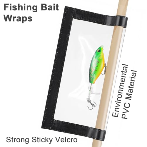MAQUITA 20PCS Clear See Through PVC Fishing Lure Covers Protect Pets and Fishermen Safe from Sharp Hook Transparent Lures Fishing Bait Hook Storage 10L+10M