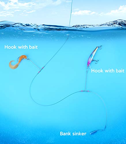 Fishing Leaders, Fish Line Stainless Steel Wire with Swivels Snap Connect Fishing Gear and Equipment Tackle Kit, for Lures Bait Rig Or Hooks, Fishing Gift - color: 10PCS High Low Rig