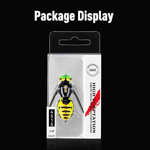 Kingdom Wasp Craw Bait Insect Bionic Floating Fishing Lures Swimbaits Hard Artificial Baits Lure for Freshwater and Saltwater Bass Carp Pike Walleye Fishing ABS Material Carbon Steel Three Book Hook - color: 01, size: 4.2g