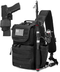 Tactical Sling Tackle Backpack Holster Fishing Crossbody Shoulder Strap Bag 15L Water Bottle Molle Accessories Pouch - color: Black