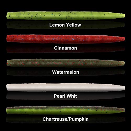Wacky-Worms-Bass-Fishing-Lure-Kit-Wacky-Rig-Worms-Soft-Plastic-Stick-Baits3 4" 5" 6 inch - color: 5 inch 30 pcs