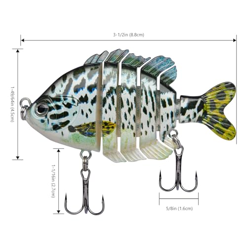BASSDASH SwimPanfish Multi Jointed Panfish Bluegill Swimbaits Hard Topwater Bass Lures Fishing Lure Crank Saltwater 3.5in/0.85oz - color: Blue Mackerel