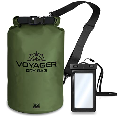 EcoGear FX Heavy Duty Waterproof Dry Bag Voyager Series – Durable Roll Top Compression Bag –Kayaking, Rafting, Boating, Hiking, Fishing and Camping - color: Army Green, size: 10L