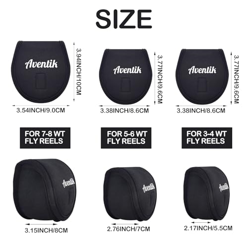 Aventik Neoprene Fly Fishing Reel Case Pouch Cover Fitting 5/6 7/8wt Fly Reel Storage (Black, 2-PACK 5/6) - size: 2-PACK 5/6