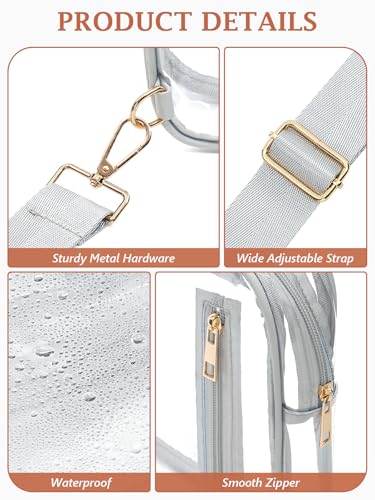 3 Pockets Clear Bag for Stadium Events with 2 Long Straps Sling Backpack Fanny Pack Concert Crossbody Purses for Women - color: 1# light grey, style: Style 1