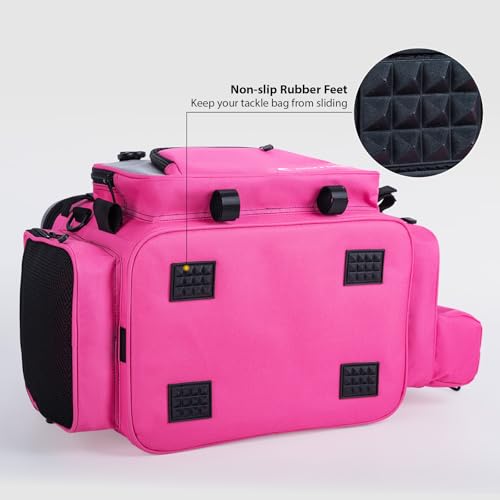 Goture Pink Fishing Rod and Reel Combos with Cooler Tackle Bag, 6FT-9FT Telescopic Fishing Pole with Spinning Reel,4 3600 Trays,Lures,Pliers,Travel Full Kit for Freshwater Saltwater, Women/Beginners - color: A:Pink Tackle Bag with Cooler, size: 19.69"x11.