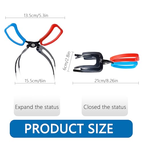 2PCS 3 Claw Fish Gripper and 1PCS 2 Claw Fishing Pliers,Upgrade Multifuctional Fish Grabber Tool,Fishing Pliers Kit for Most Freshwater Fish and Crabs(Blueish Red)