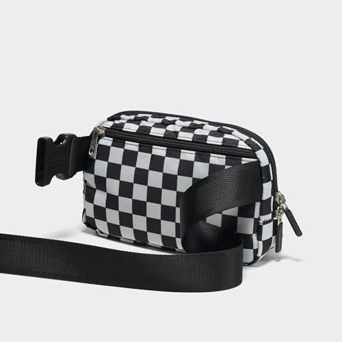 Pander Two Way Zipper Fanny Pack Nylon Everywhere Belt Bag for Women, Water Repellent Waist Packs, Crossbody Bags with Adjustable Strap (Checkered Black) - color: Checkered Black