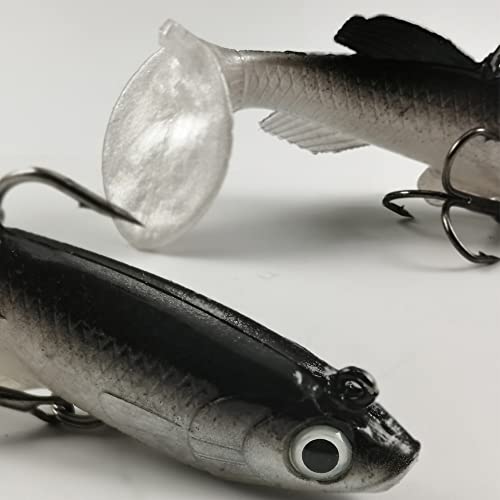 Soft Fishing Lures Shad Minnow Swimbaits, Pre-Rigged Jig Heads Paddle Tail Swim Baits for Bass, Trout, Walleye, Crappie, Sinking Jigs Bait for Saltwater Freshwater, Fishing Gifts for Men - color: A2-Weedness Pre Rigged Swim Baits-10pcs- 3.15inch