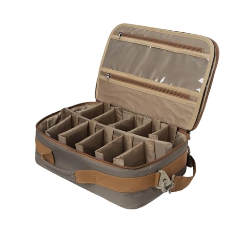 Fly Fishing Reel Case,Shockproof Organizer Bag with Adjustable Dividers, Holds 10 Fly Reels, Protective Travel Gear Bag with Mesh Pocket