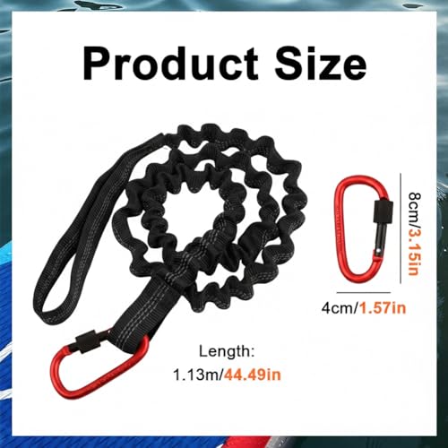 Kayak Paddle Leash, Stretchable Coiled Rod Leash for Kayak, Paddleboard Paddle and Fishing Rod, Extended Length 5"-7", Fishing Accessories for Kayak and Paddles - color: black