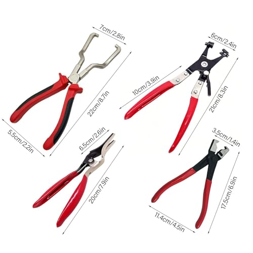 4-Piece Professional Hose Clamp Kit for Automotive, 2026 New Connector Separator & Terminal Removal Tool, Fuel Line Pliers Set for Tackle Wiring, Electrical Repairs, Auto Maintenance