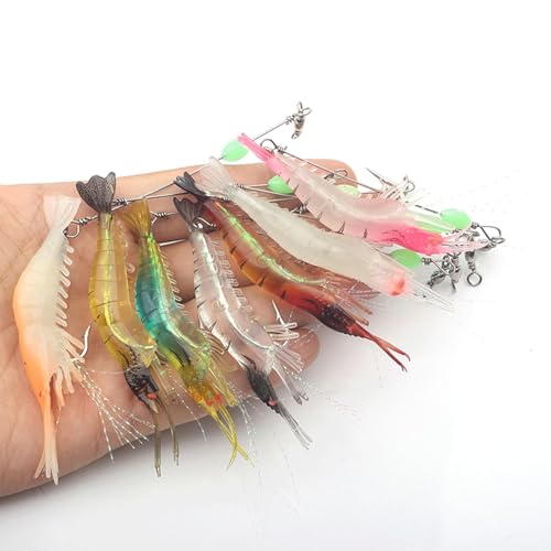 7pc Soft Luminous Shrimp Lure Set | Saltwater Fishing, Shrimp Baits
