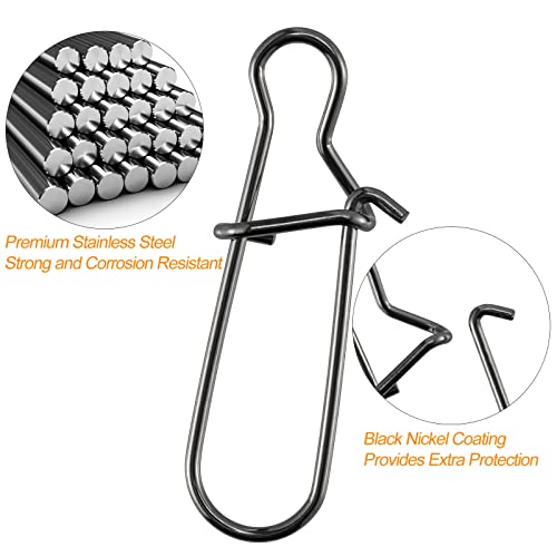 Dr.Fish 100 Pack Duo Lock Fishing Snaps Stainless Steel 26-220LB Lure Snaps Freshwater Saltwater Quick Change Speed Fishing Line Weights Clips - size: #2-55LB-100 Pack