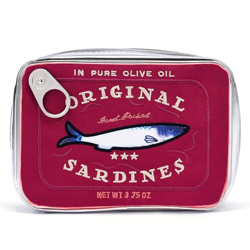 Cessfle Canned Sardines Makeup Bag, Funny Sardine Tin Fish Cosmetic Bag, Creative Cute Makeup Bag Kawaii Pencil Case Pouch, Coquette Make up Pouch for Women - color: Red