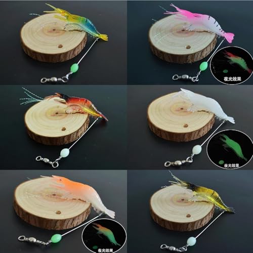7pc Soft Luminous Shrimp Lure Set | Saltwater Fishing, Shrimp Baits