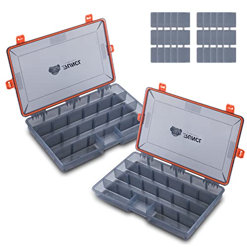 RUNCL Fishing Tackle Box, Waterproof Airtight Stowaway, 3600/3700 Tray Tackle Box with Adjustable Dividers, Plastic Storage Organizer(2pcs 3700) - color: 2pcs 3700