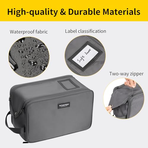 THKFISH Fishing Soft Plastic Bait Storage, Water-Resistant Extra-Large Clear Sleeves Tackle Bait Bag Storage For Lure Hooks, Sinkers & Fishing Accessories(Grey) - color: Grey