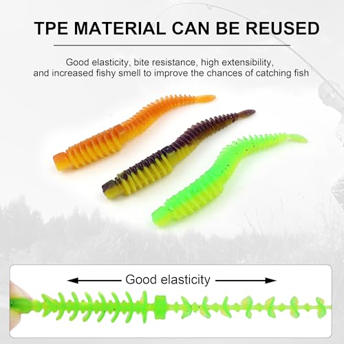 175 Pcs Fishing Soft Lures TPE Threaded Bait Equipment Tackle Gear Box for Bass, Fish Kit with Soft Lures,Hooks, Accessories Tools,Spinner, Beans,Plastic Bait, Swimbait,Crankbaits