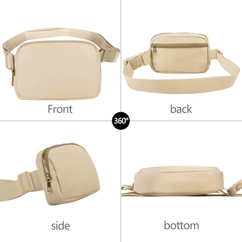 VOROLO Fanny Pack For Women And Men Crossbody Bag Belt Bag Khaki | Adjustable Strap Graduation Gifts Lightweight Travel Running - color: Khaki