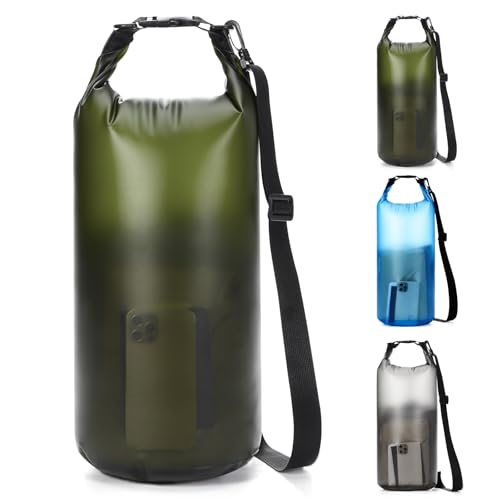 Dry Bags for Kayaking Waterproof, 5L/10L Dry Storage Bag, Roll Top Wet Bag for Swimming, Boating, Fishing,Camping & Beach - color: Green-10l, size: 10L