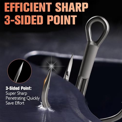Dovesun Fishing Treble Hooks, Triple Hooks 3X Strong Professional V, 50PCS High Carbon Steel Replacement Fishing Hooks for Saltwater and Freshwater, Sizes #10#8#6#4#2 - color: PTFE Coating, size: #6 * 50PCS