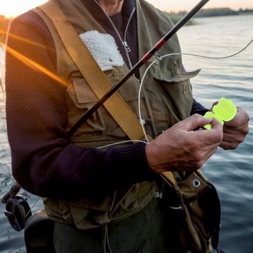‌50PCS Plastic Fishing Hook Box Set - Fluorescent Yellow Clamshell Squid Lure Cover Cases for Tackle Storage(M) - color: M