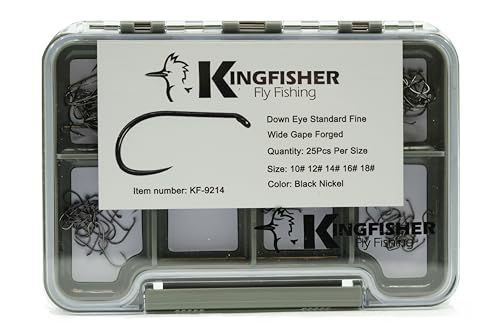 Kingfisher Fly Tying Standard Barbless Dry Fly Hook – High Carbon Steel Barbless Hooks for Standard Dry Fly Patterns - size: #12-100 PK