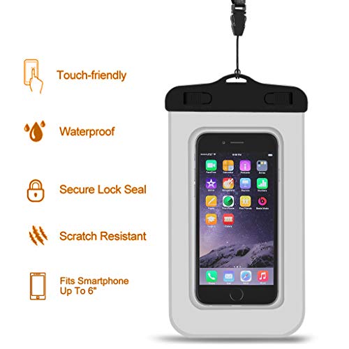 Unigear Dry Bag Waterproof, 2L/5L/10L/20L/30L/40L Floating and Lightweight Bags for Kayaking, Boating, Fishing, Swimming and Camping with Waterproof Phone Case - color: White, size: 5L