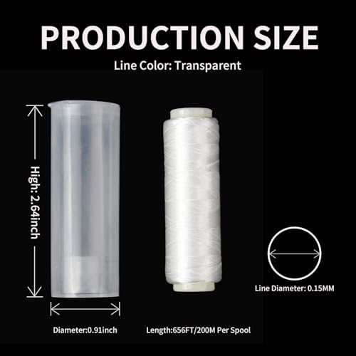AnglerDream 0.15mm Elastic Fishing Thread, 656FT Clear Invisible Stretchy Bait Line,Fishing Bait Keeps On Hooks, Secures Bait on Hook, Sea Fishing Tying Material