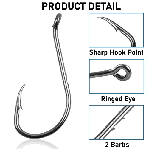 Octopus Baitholder Fishing Hooks, Sharp Barbed Beak Fish Hooks Black High Carbon Steel Circle Jig Hook, Size: 8# - 6/0, 50/100pcs - size: 4/0-50PCS