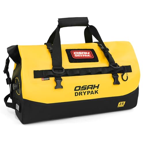 OSAH DRYPAK Waterproof Duffel Bag 25L/40L/60L – Heavy-Duty Motorcycle Tail Bag, Roll-Top Dry Bag for Travel, Camping, Boating, Kayaking, Outdoor Adventure - color: YELLOW, size: 25L