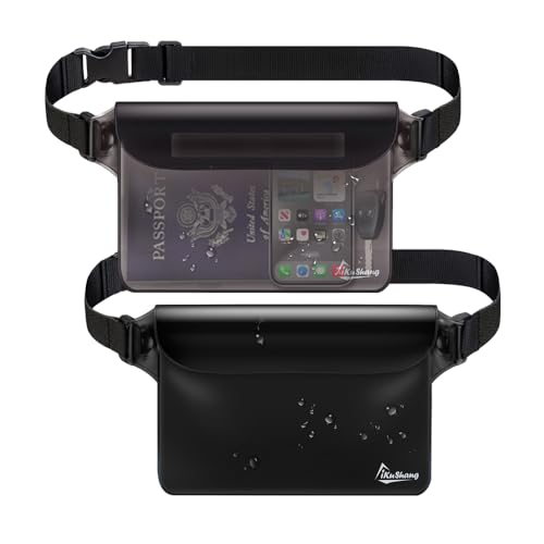 Waterproof Fanny Pack, Dry Bag Phone Pouch for Beach Swimming Kayaking | Floating dry bag keeps wallet & purse safe. Triple zip-lock seals water. Touchscreen works wet. Cruise, fishing & travel - color: Gray+Black