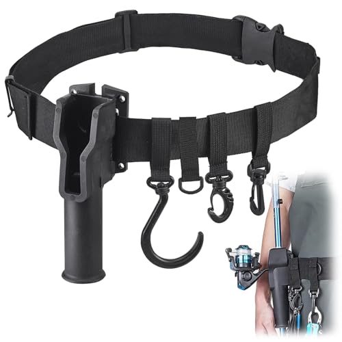 Fishing Rod Holster, Fishing Waist Belt Rod Holder, Adjustable Pole inserter for Spinning Casting Reel Outdoor Fishing - color: Rod Holder Belt Set