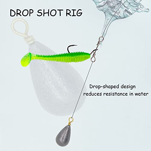Fishing Weights Sinkers Kit, 25pcs Various Bass Casting Weights Drop Shot Sinkers Catfish for Saltwater Freshwater Fishing - size: D:1/4oz(7g)-30PCS