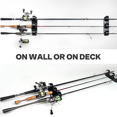VEYWANE Fishing Rod Racks for Boat/Wall/Truck Bed, 3-Poles Storage Holders with Rubber Band Clips - color: 2 Racks for 3 Rods