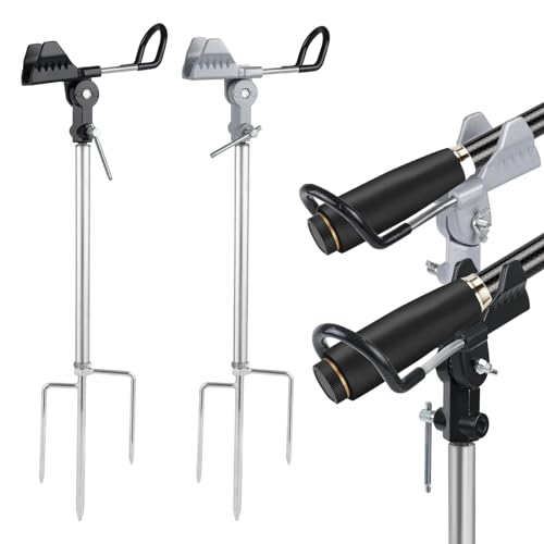 Stedan 2 Pack Fishing Rod Holders, Ground Fishing Rod Pole Brackets, 360 ° Adjustable & Detachable Easy to Carry Folding Fishing Equipment on Lakes, Rivers - color: New Multicolor