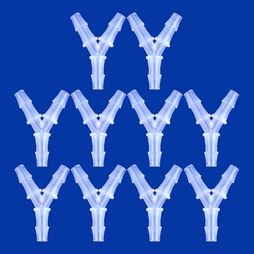 Plastic Barb Equal Y Tee 3/8" hose ID Polypropylene pipe connectors Plastic Joint Splicer Mender Adapter Union Boat Water Air Aquarium O2 Fuel (pack of 10) - size: 3/8 Inch, style: Pack of 10