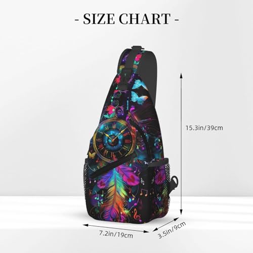 Clock With Dream Catcher Sling Backpack Chest Bag Crossbody Shoulder Bag Gym Cycling Travel Hiking Daypack For Men Women - color: Clock With Dream Catcher