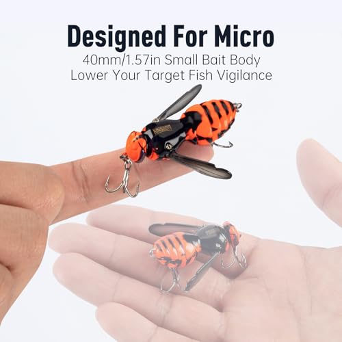 Kingdom Wasp Crawl Bait Insect Bionic Floating Fishing Lures Swimbaits Hard Artificial Baits Lure Freshwater and Saltwater Bass Carp Pike Walleye Fishing ABS Material Carbon Steel Three Book Hook - color: 04, size: 4.2g