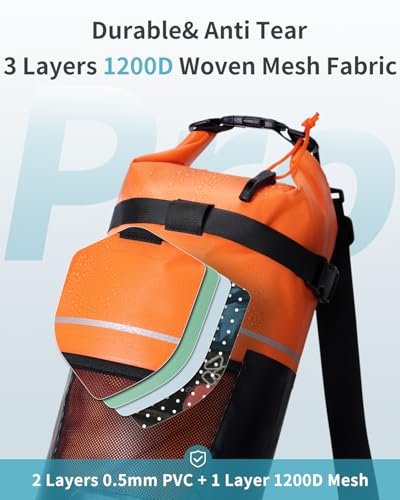 ECOHUB Waterproof Dry Bag for Women Men, 5L/10L/20L Roll Top Lightweight Dry Storage Bag Backpack for Travel Kayaking Hiking Floating with Waterproof Phone Case,Orange - color: Orange, size: 10L
