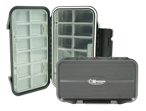 Kingfisher Large Waterproof 24 Compartment Tailwater Nymph Fly Fishing Box - color: Black