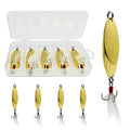 Fishing Spoons Fishing Lures Casting Spoon Metal Jig Lure Trout Lures for Freshwater/Saltwater, Reflective Spoons Bait with Treble Hooks Fishing Tackle 5 Pcs - color: Golden (5pcs), size: 1/2oz