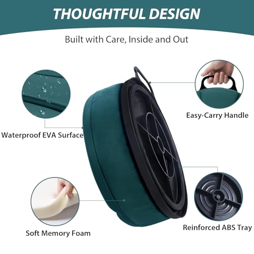5 Gallon Bucket Seat with 3" Thick Seat Foam Cushion, 360°Swivel Bucket Lid Seat, Waterproof & Silent Bucket Seats for Dove Duck Hunting, Ice Fishing, Baseball, Camping - color: Green