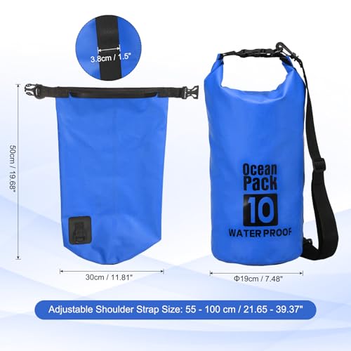 Waterproof Dry Bag, 10L Fit for Women Men Water Proof Bags Lightweight Dry Storage Floating Backpack with Whistle for Travel Backpacking Boating Kayaking Camping (Blue) - color: Blue, size: 10L