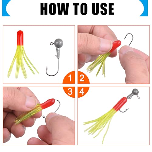 Soft Plastic Fishing Lure Jig Head Hook Kit,Grub Worm Lures Crappie Jigs Head Grub Tail Swimbait Tube Bait Jigs for Saltwater Freshwater, Trout Crappie Fishing - color: 110PCS Sets