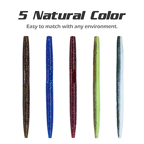 30/50/78/100Pcs Senko Worms Kit – 4"/5" Soft Plastic Fishing Lures with Salt Impregnation for Bass Fishing - color: Multi Colors A, size: 5 inch