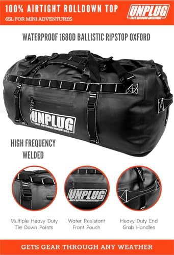UNPLUG Ultimate Adventure | 1680D Heavy Duty Waterproof Bag | Large Travel Bag which can be Used for Camping, Motorcycling, Boating, or Hunting|110L BLACKOPS - color: BlackOps, size: 110L