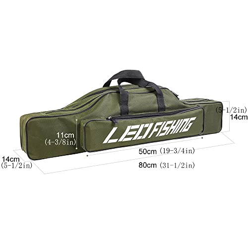 Conskyee Portable Foldable Fishing Rod Case, Fishing Pole Bag, Double Layer Oxford Travel Storage for Short Rods & Reels, Compact for Backpack (80cm/2.62ft)