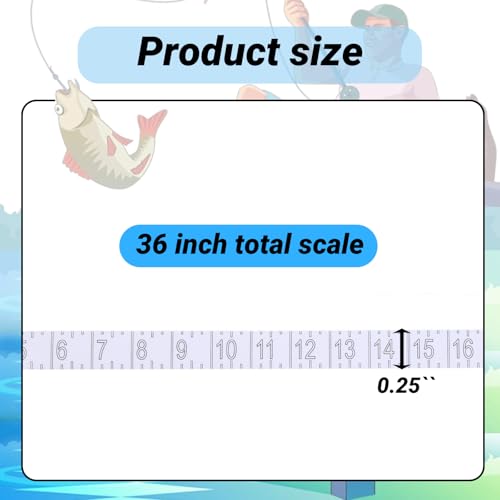 2 Pcs Fish Ruler Decal Fish Measuring Tape Sticker, 36 Inch Waterproof Adhesive Ruler Fishing Measuring Tool Tape Decal Clear White Measurement Board Fishing Supplies for Boat Kayak Workbench